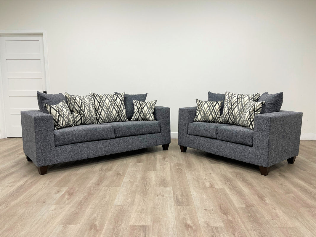 Dark Shade Canvas Sofa & Loveseat