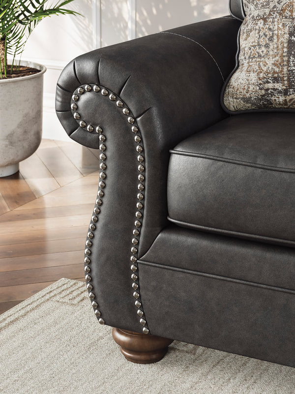 Charcoal Leather Sofa & Loveseat