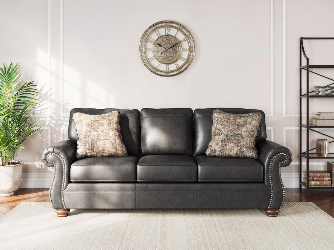 Charcoal Leather Sofa & Loveseat