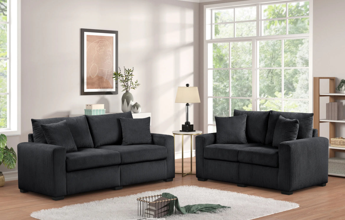 Cord Fabric Sofa & Loveseat