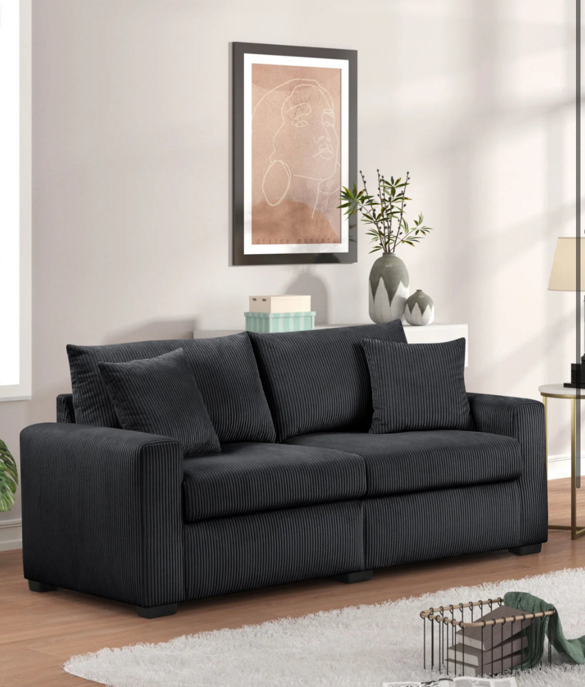 Cord Fabric Sofa & Loveseat