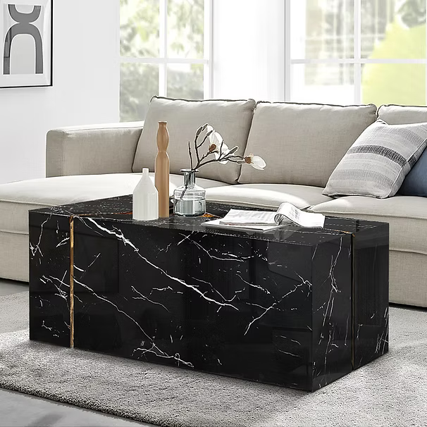 Black Stone Table Set
