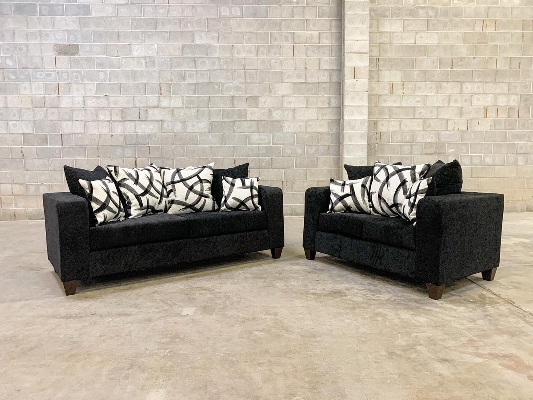 Dark Shade Canvas Sofa & Loveseat
