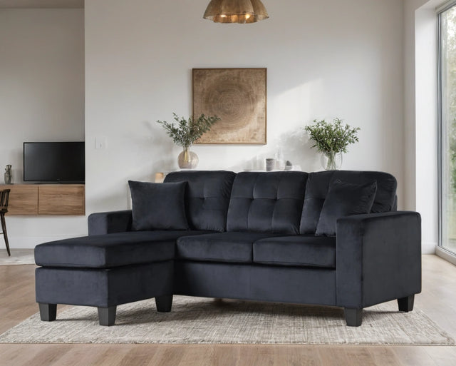 Cris Black Sectional & Ottoman
